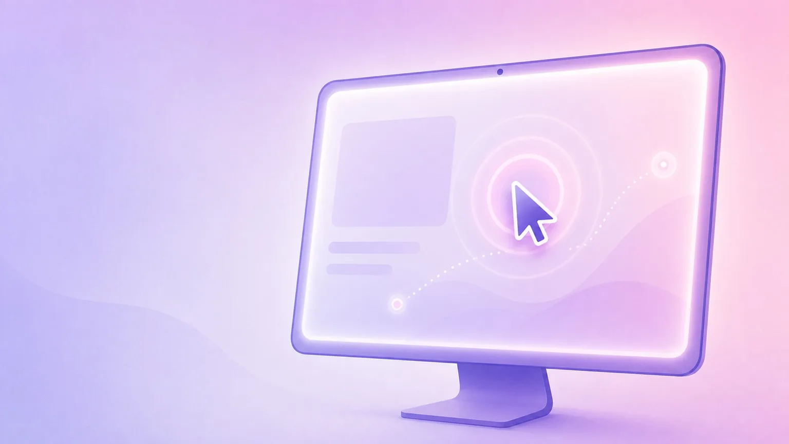 Minimal illustration of a cursor pointer with a pink and violet highlight halo