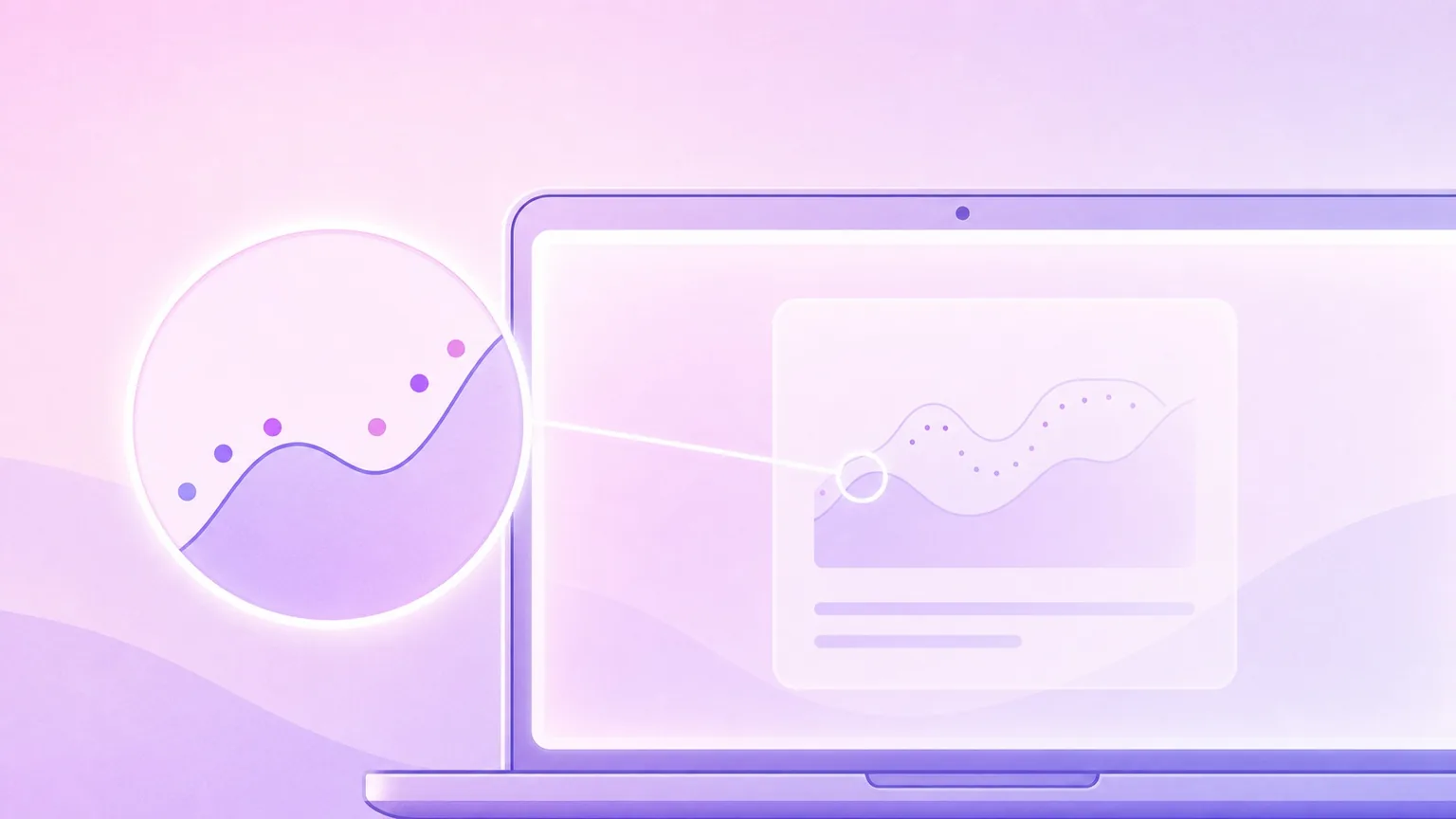 Minimal illustration of a Mac screen detail enlarged in a floating zoom bubble