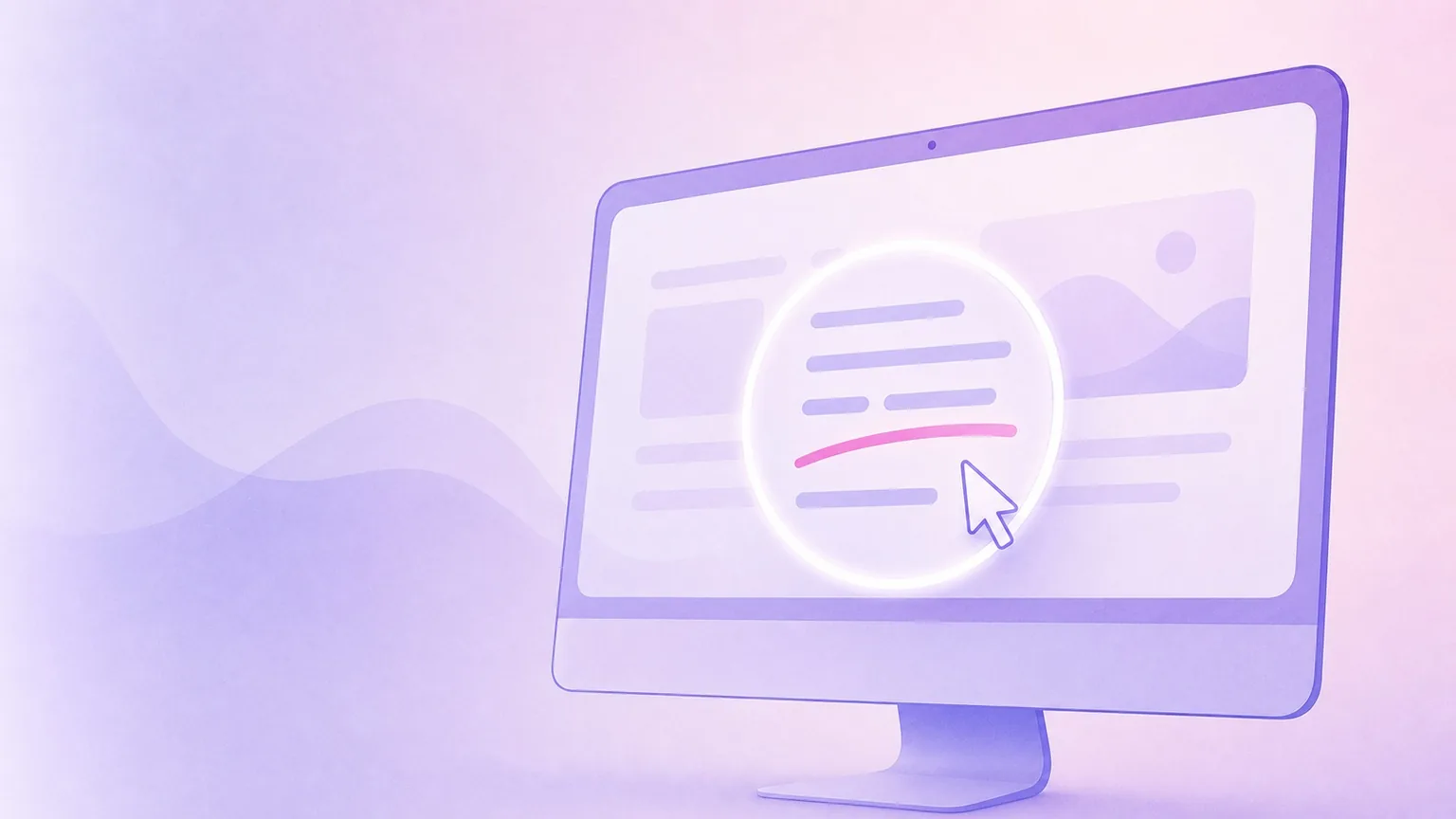 Minimal illustration of a Mac screen with a magnified zoom area and annotation stroke
